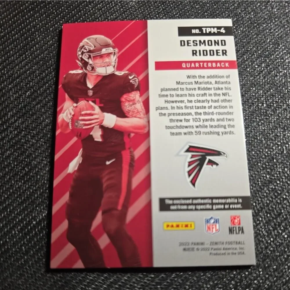 2022 Panini Zenith - Turning Pro Memorabilia Desmond Ridder #TPM-4 (MEM, RC)